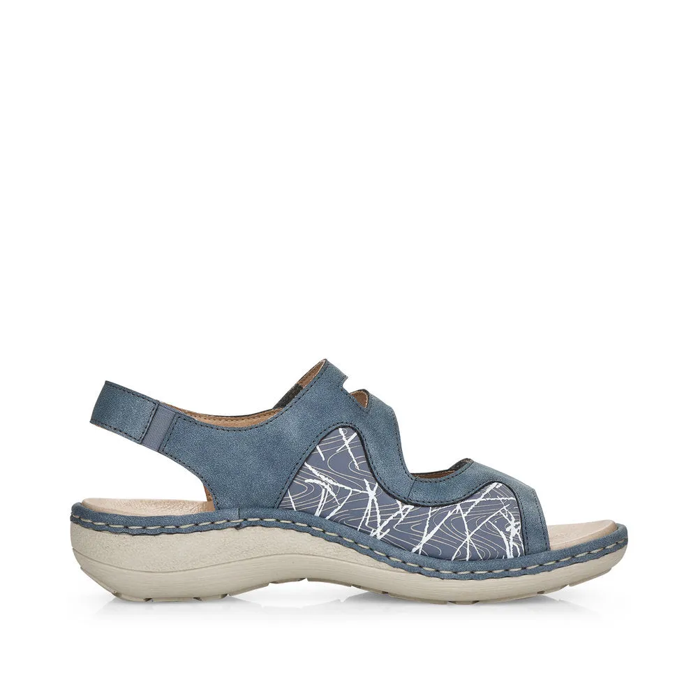 Remonte D7647-16 Blue Combi Open Toe Velcro Strap Sandals