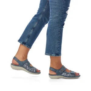 Remonte D7647-16 Blue Combi Open Toe Velcro Strap Sandals
