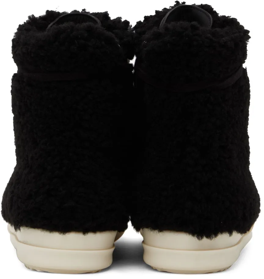 RICK OWENS Black Shearling Strobe Sneakers