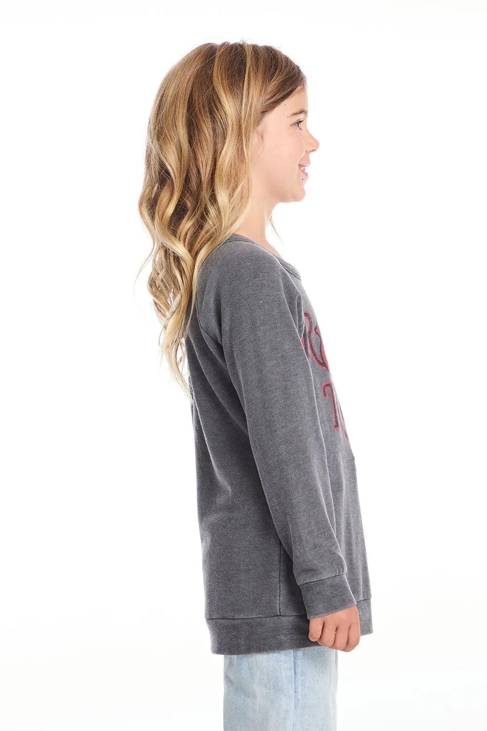 Rolling Stones Rock & Roll Logo Girls Raglan Pullover