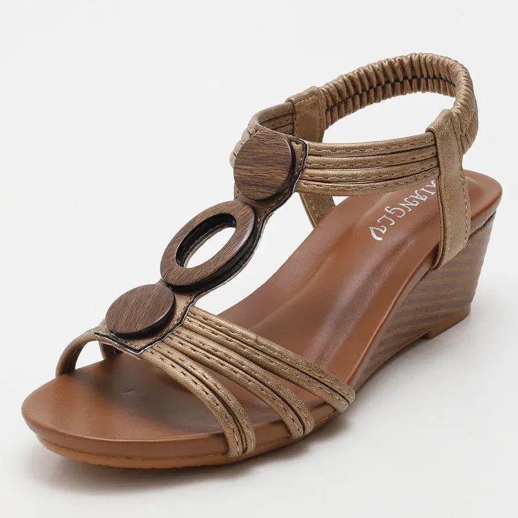 Roman Wedge Open Toe  Soft-Soled  Casual Sandals