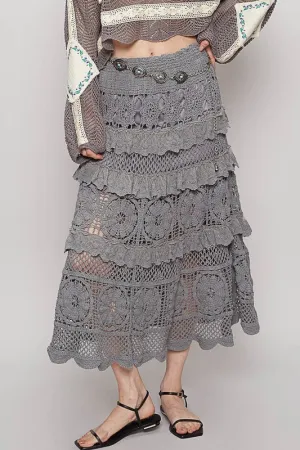 Romance Bloom Lace Skirt – Crochet Ruffled Midi by POL