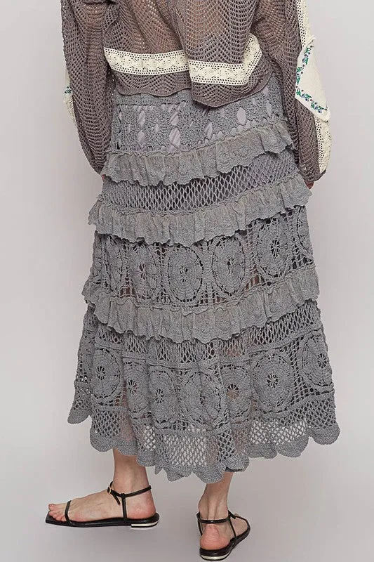 Romance Bloom Lace Skirt – Crochet Ruffled Midi by POL