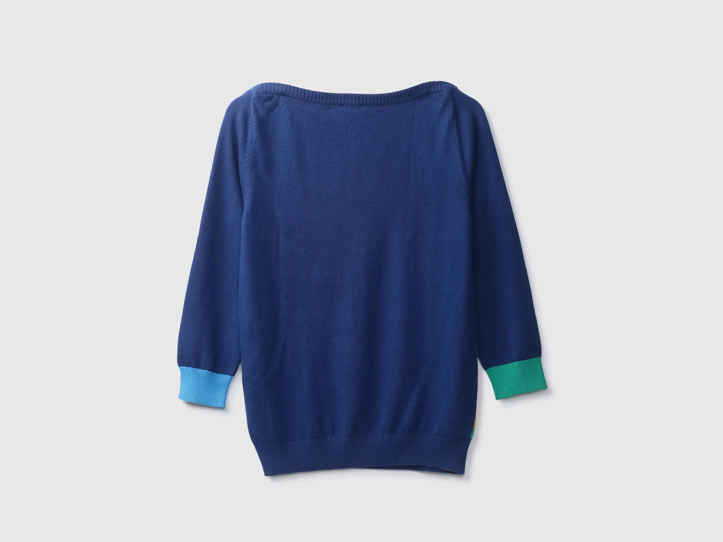 Slim Fit Boat Neck Check Sweater