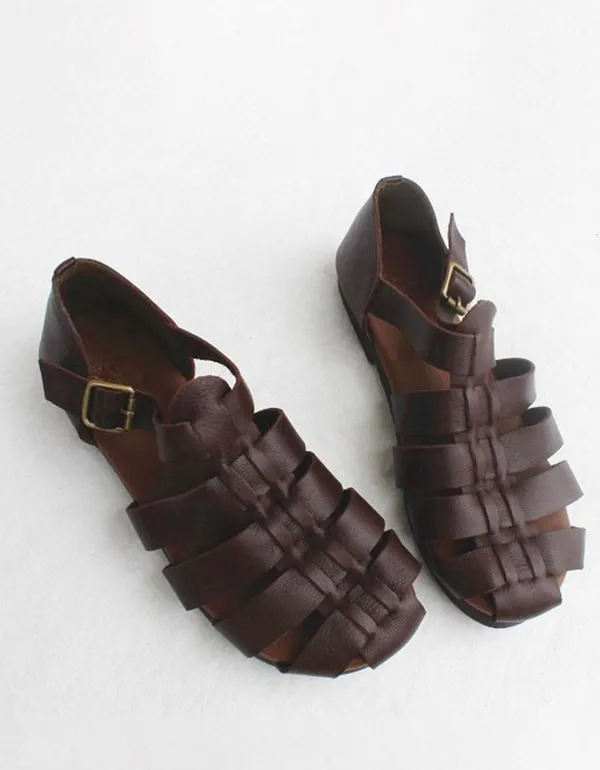 Soft Leather Round Head Fishermen Sandals 35-41