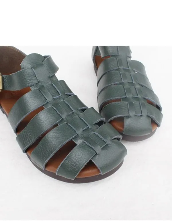 Soft Leather Round Head Fishermen Sandals 35-41