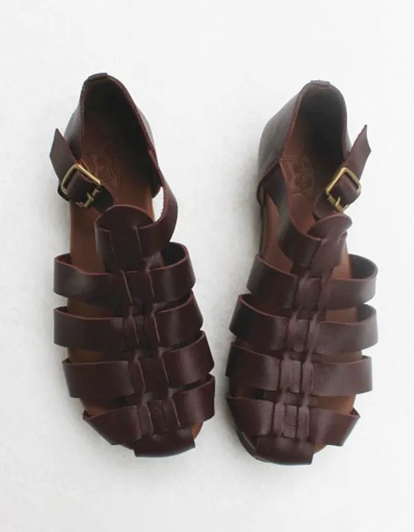 Soft Leather Round Head Fishermen Sandals 35-41