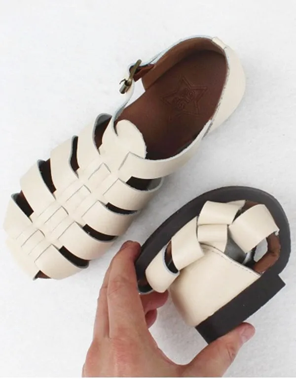Soft Leather Round Head Fishermen Sandals 35-41