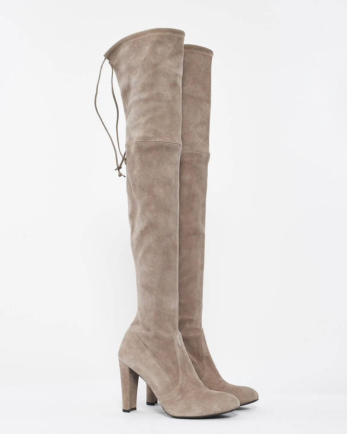 Stuart Weitzman Grey Suede Highland Stretch Suede Over-The-Knee Boots - 7