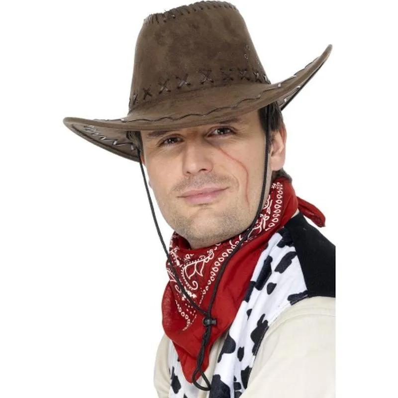 Suede Look Cowboy Hat - Brown