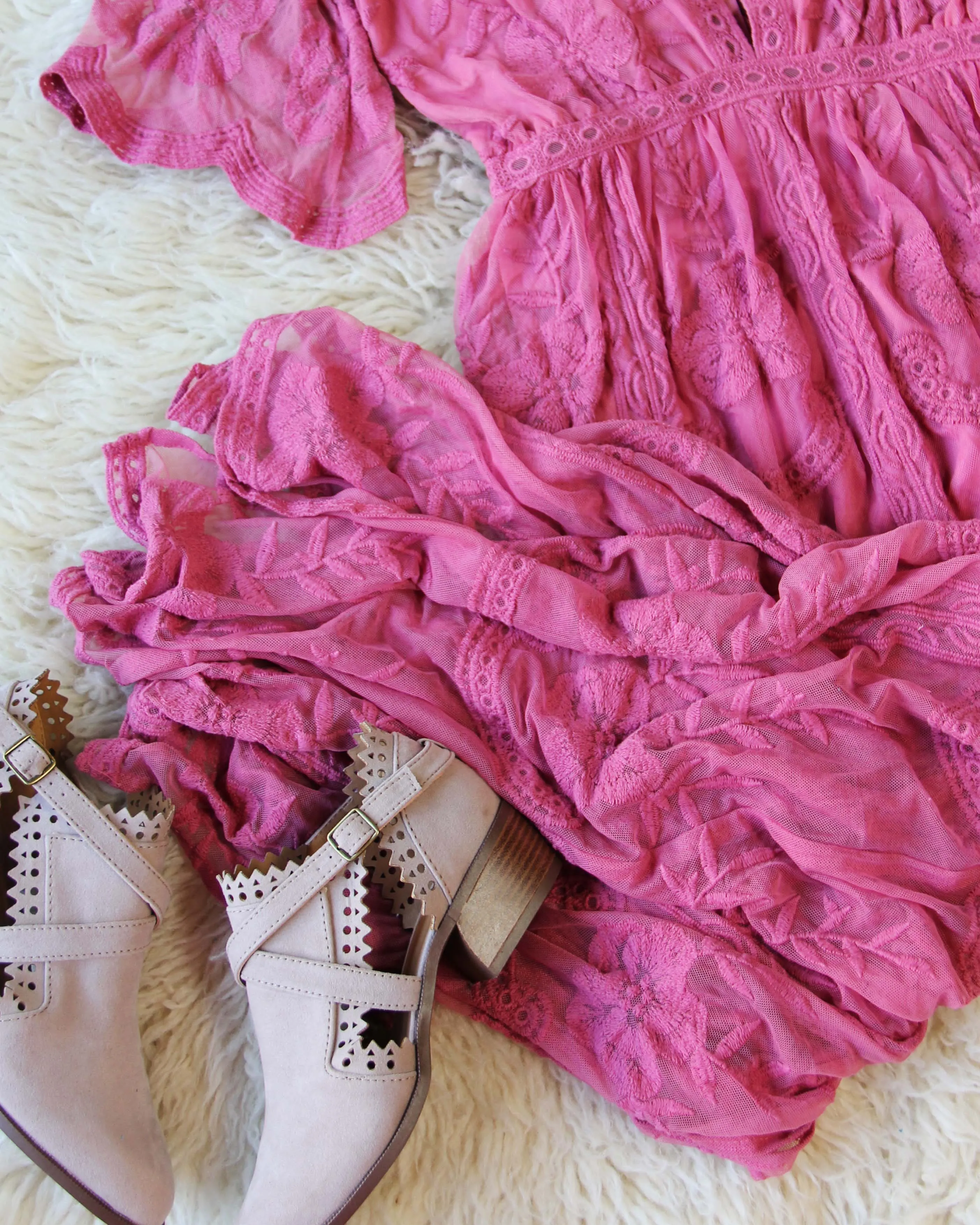 Tainted Rose Lace Maxi Dress in Dusty Rose