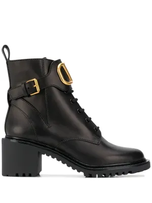 Valentino Garavani logo appliqué buckled booties