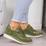 Women's Stylish Lace Up Sneakers with Zipper and Beads | Perfect for Casual Days