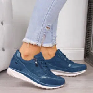 Women's Stylish Lace Up Sneakers with Zipper and Beads | Perfect for Casual Days