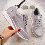 Women's Stylish Lace Up Sneakers with Zipper and Beads | Perfect for Casual Days