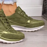 Women's Stylish Lace Up Sneakers with Zipper and Beads | Perfect for Casual Days