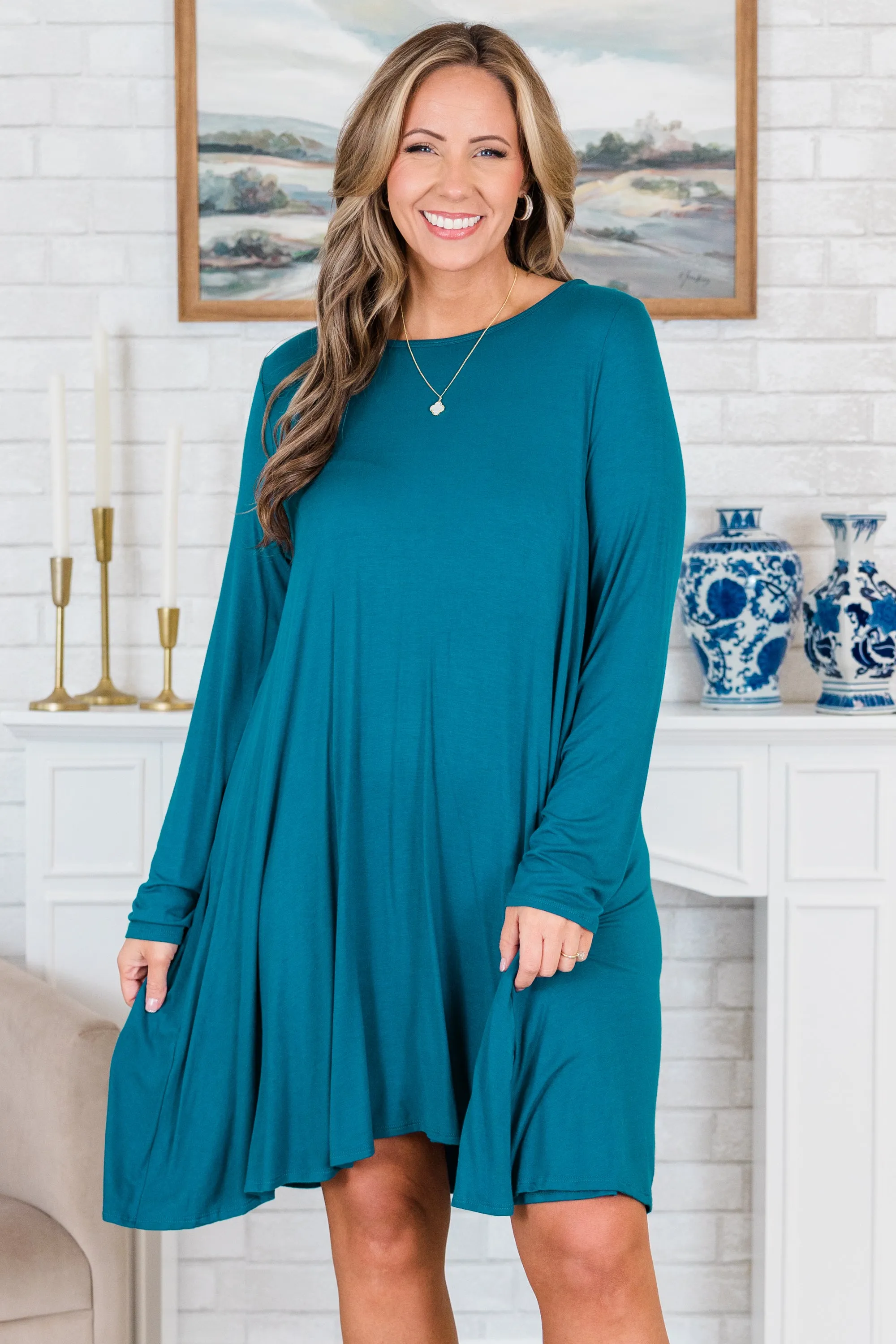 Wouldn't Be Surprised Dress, Teal
