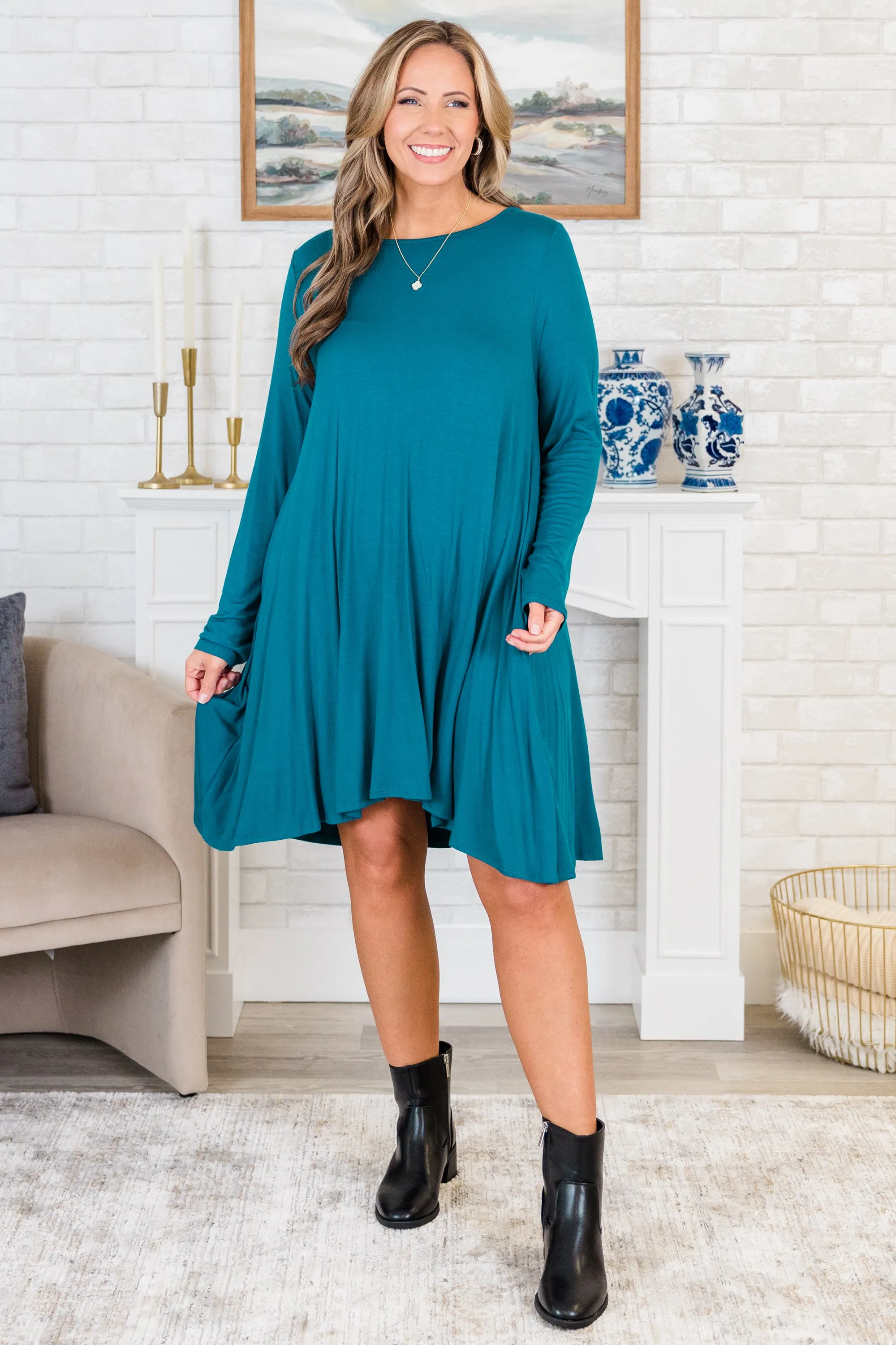Wouldn't Be Surprised Dress, Teal