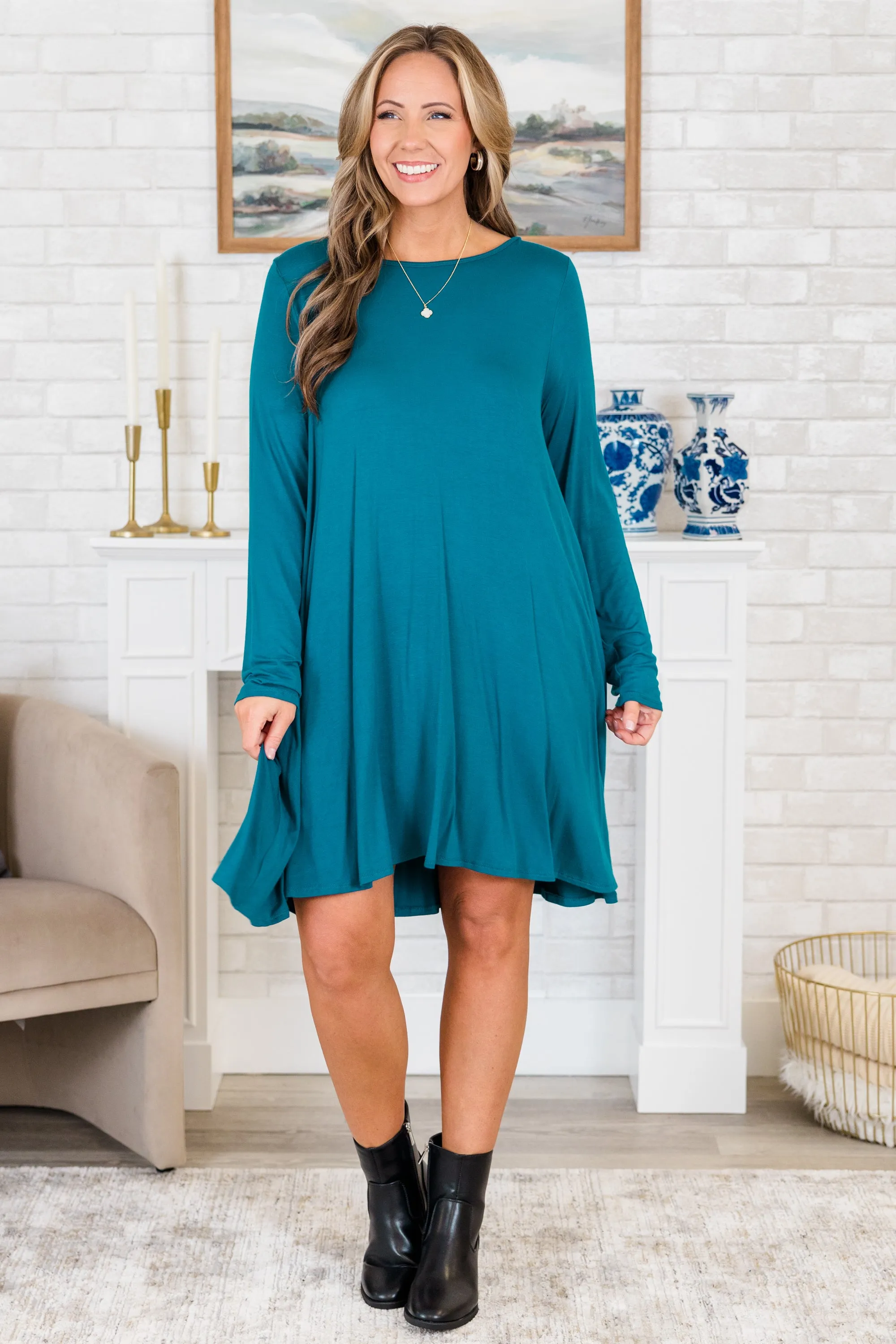 Wouldn't Be Surprised Dress, Teal