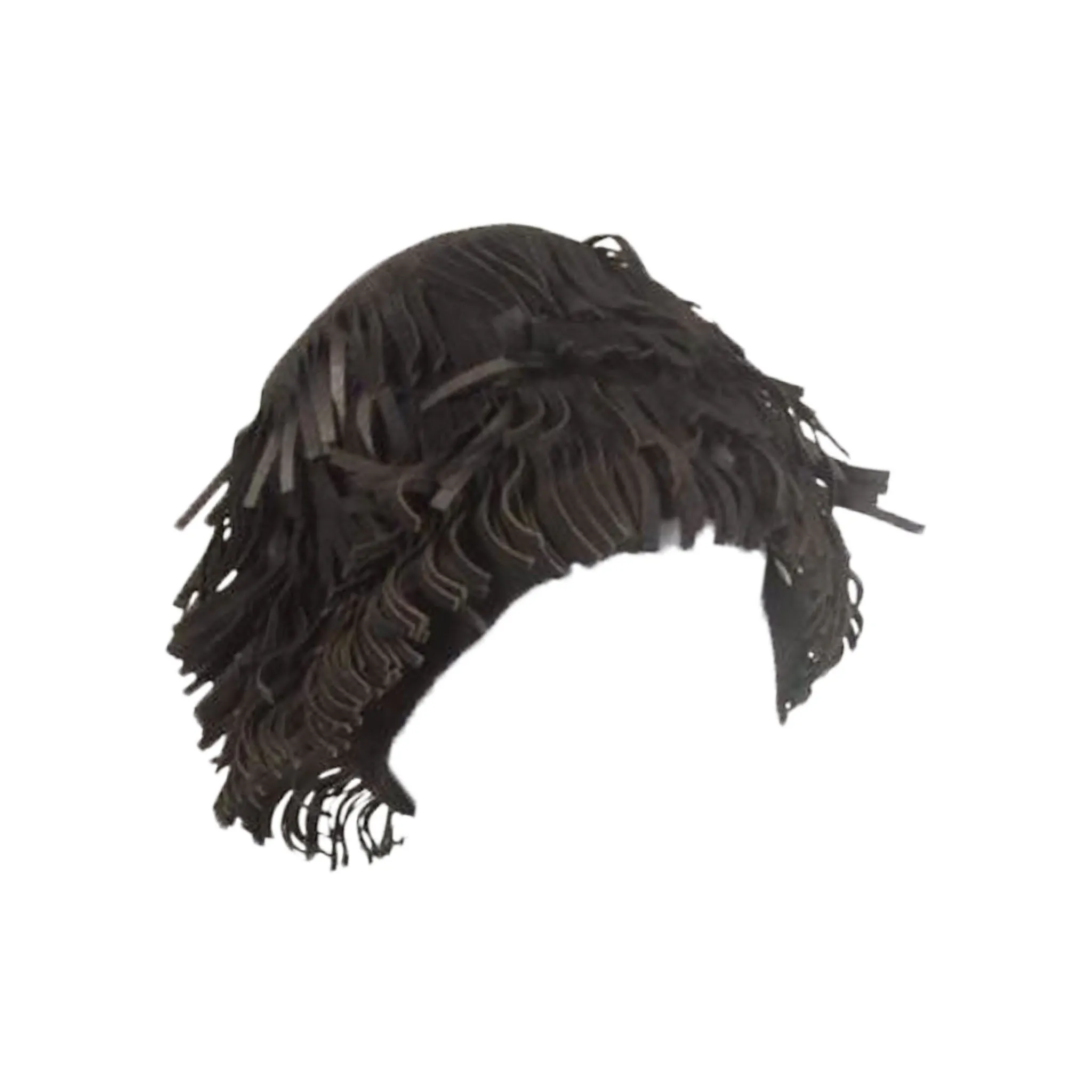 YVES SAINT LAURENT Rive Gauche Black Suede Fringe Hat Size 58
